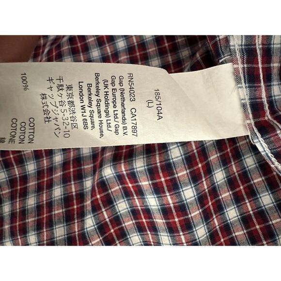 GAP PLAID TARTAN BUTTON DOWN SHIRT Mens LARGE Classic Fit Red Blue 100% Cotton - Picture 4 of 4